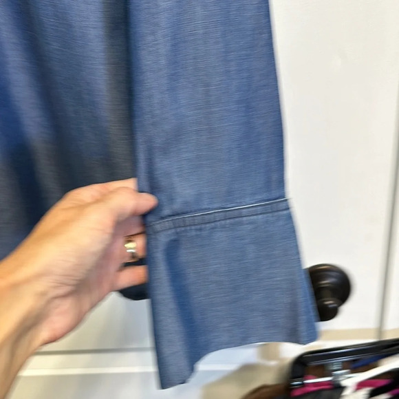 MICHAEL Michael Kors Blue Band Collar Cuffed Sleeve Blouse - Picture 5 of 6